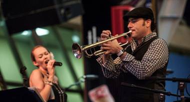 David Perrico’s Pop Evolution on Fremont Street Experience for The D’s opening night Saturday, Oct. 20, 2013.